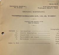 WW2 American Thompson MG Technical Manual,Cleaning Rod & Oil Bottle