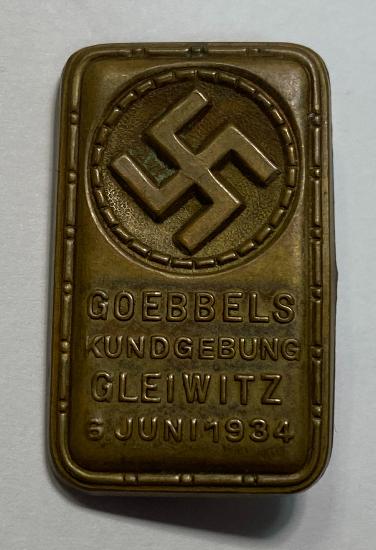WW2 German Goebbels Rally Gleiwitz 1934 Badge