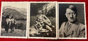WW2 German Three Adolf Hitler Cigarette Photo Cards
