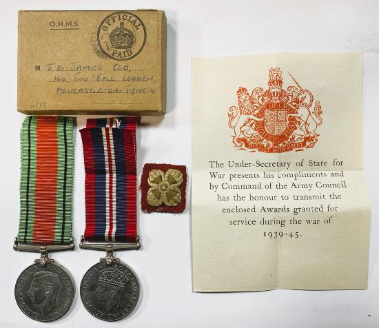 WW2 British Medal Pair In The War Office Transit Box