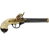 Code: G1016L Replica Brass & Ivory Three Barrel Flintlock Pistol 1680 Pattern
