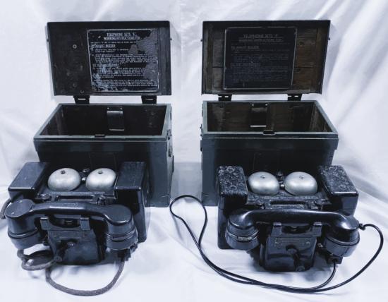 WW2 British Set F MKII Field Telephones In Transit Boxes