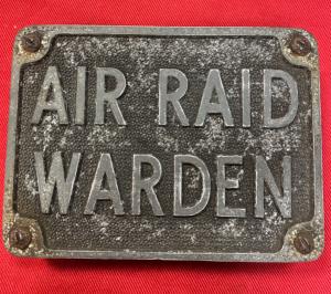 WW2 British Air Raid Warden Door Plaque