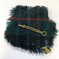 WW2 British Royal Scots Cap Badge With Tartan Backing Cloth