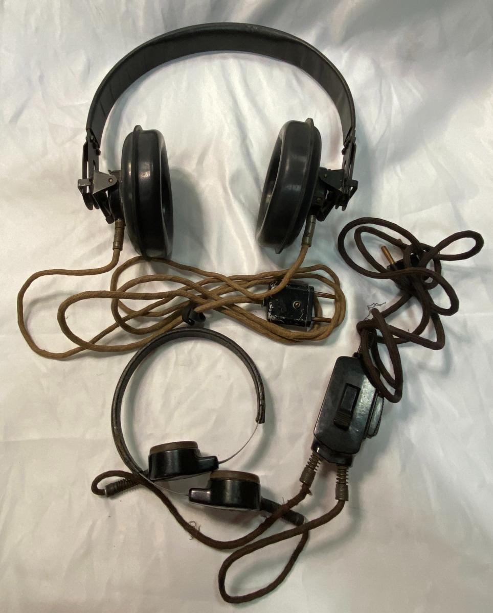 WW2 German Panzer Headphones & Throat Microphones