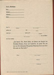 WW2 German Waffen SS Oath Swearing in Document