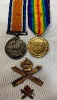 WW1 MGC Medal Pair With Badges