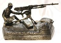 WW1 French Soldier With Hotchkiss Machine Gun Ink Well Ornament