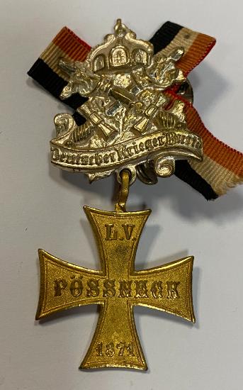  German Deutscher Possneck Kriegerbund 1871 Medal