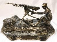 WW1 French Soldier With Hotchkiss Machine Gun Ink Well Ornament