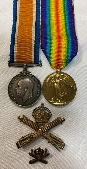 WW1 MGC Medal Pair With Badges