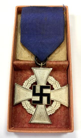 WW2 German Cased Faithful Service Cross In Silver