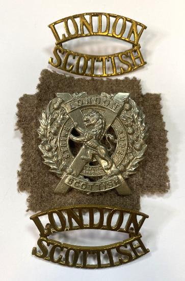 WW2 London Scottish Cap Badge & Shoulder Titles