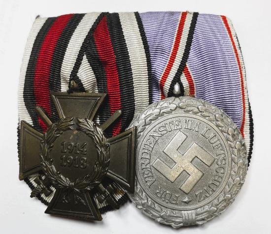 WW2 German Court Mounted Pair Consisting Of Luftschutz And Cross Of Honour