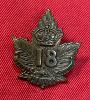 WW1 Canadian 18th Infantry Batallion Western Ontario Regiment Cap Badge
