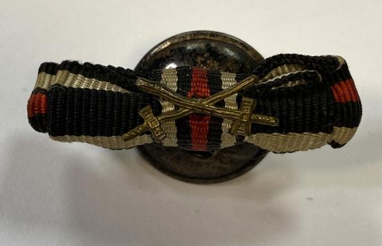 WW2 German Cross Of Honour With Swords Button Hole Ribbon