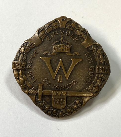 WW1 Imperial German Wilhelm II Birthday Commemorative Badge