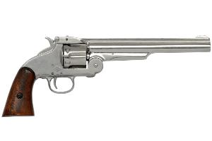 Code: G1008NQ Replica 1869 Smith & Wesson 6 Shot Revolver In Nickel Finish