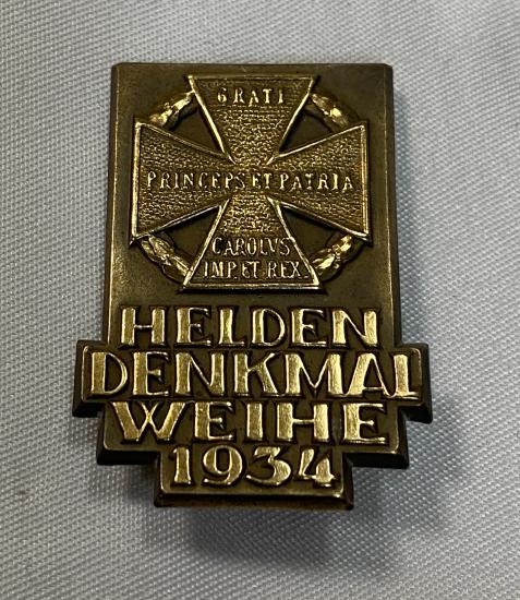 WW2 Austrian Helden Denkmal Weihe 1934 Badge