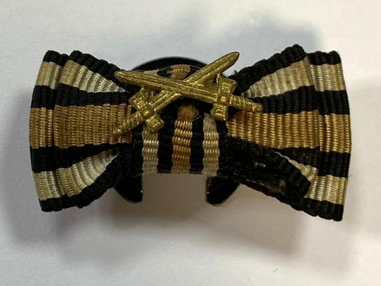 WW2 German Cross Of Honour With Swords Button Hole Ribbon