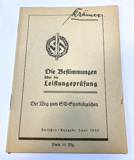 WW2 German  SA Sportsabzeichen Regulations Book