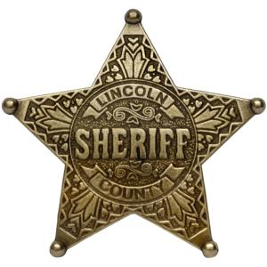 Code: G104 Replica Five Point Ball Tipped Lincoln County Sheriff Star Badge