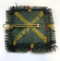 WW2 British Highland Light Infantry Cap Badge With Tartan Backing Cloths