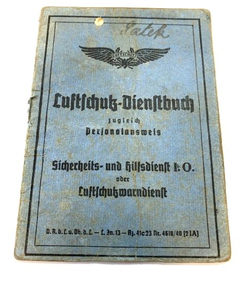WW2 German Luftschutz Dienstbuch