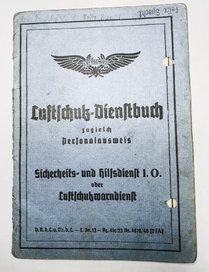 WW2 German Luftschutz Dienstbuch