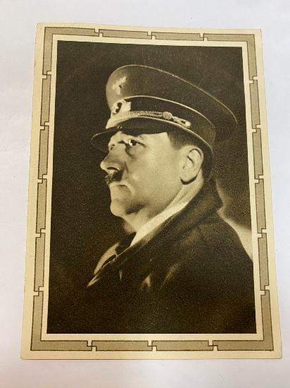 WW2 German Adolf Hitler In Uniform Portrait Postcard