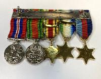 WW2 British Miniature Five Medal Group With Clasps