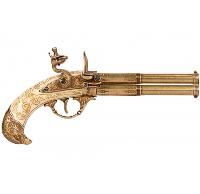 Code: G1305 Replica French 2 Barrel Revolving Ivory Flintlock Pistol