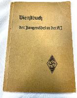 WW2 German Hitler Jugend BDM Dienstbuch, Stamp, & DLRG Pin Badge &  Grundschein Certificate 