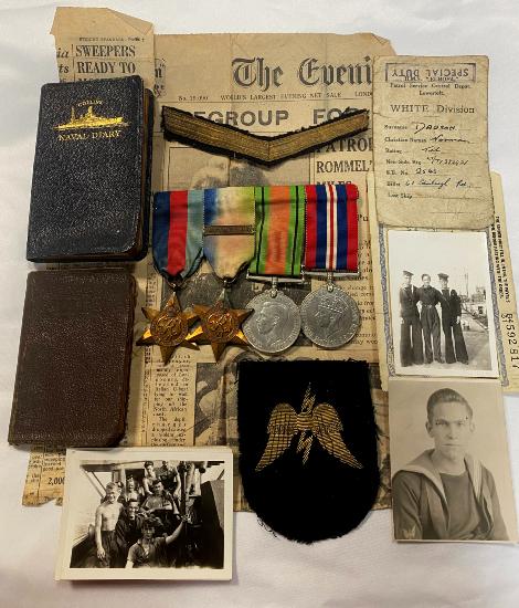 WW2 British Royal Navy Medal Group With Documents