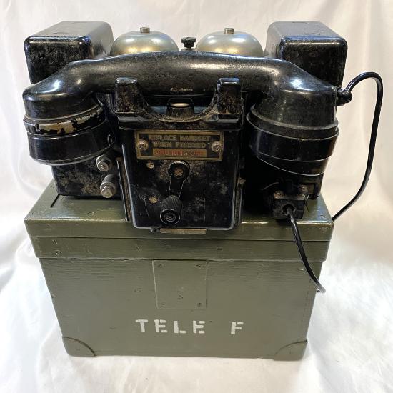 WW2 British Set F MKII Field Telephone In Transit Box