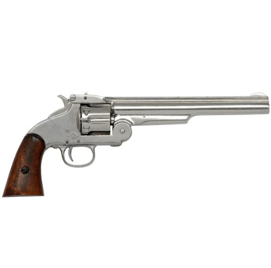Code: G1008NQ Replica 1869 Smith & Wesson 6 Shot Revolver In Nickel Finish