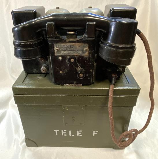 WW2 British Set F MKII Field Telephone In Transit Box