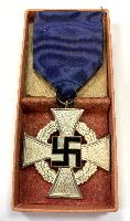 WW2 German Cased Faithful Service Cross In Silver