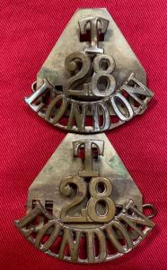 WW1 British T28 Batallion London Regiment Shoulder Titles