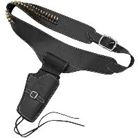 Code: G707 Replica Western Black Leather Holster Cartridge Belt Including 24 Bullets