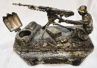 WW1 French Soldier With Hotchkiss Machine Gun Ink Well Ornament
