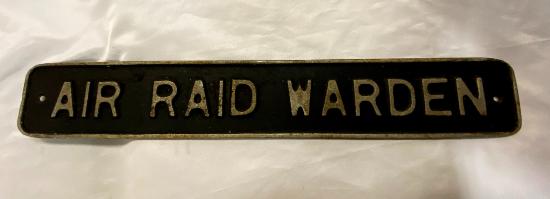  WW2 British Air Raid Warden Door Plaque