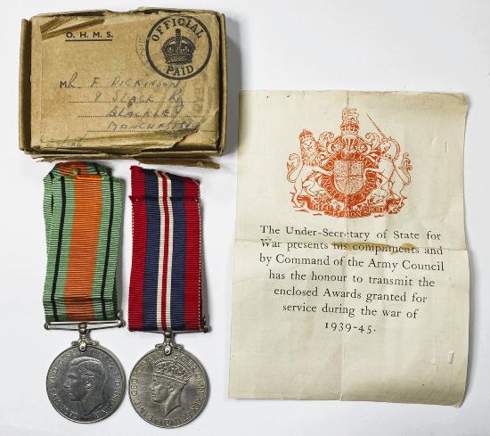 WW2 British Medal Pair In Royal Signals  Transit Box