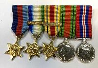 WW2 British Miniature Five Medal Group With Clasps