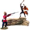 20030 - Breaching the Wall, British 24th Foot Firing at Attacking Zulu uDloko Regiment Warrior