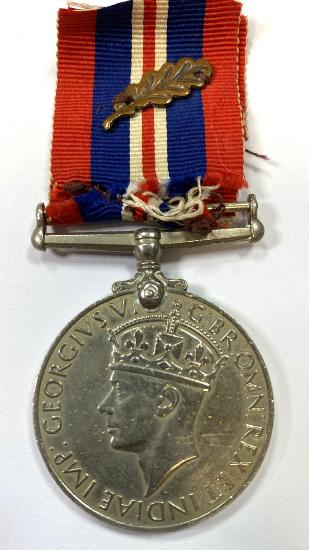 WW2 British War Medal With Mention In Despatches Oakleaf