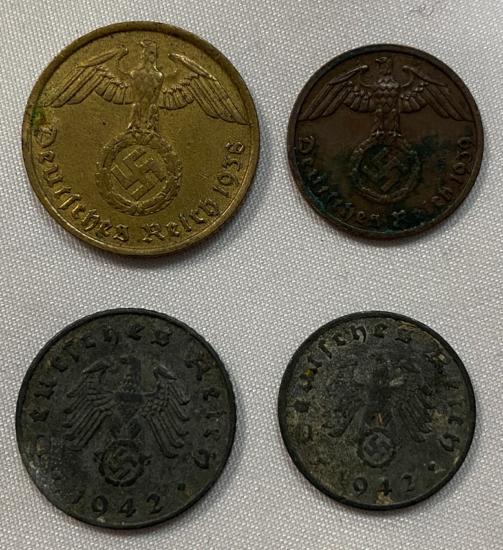 WW2 German Four Reichspfennig Coins