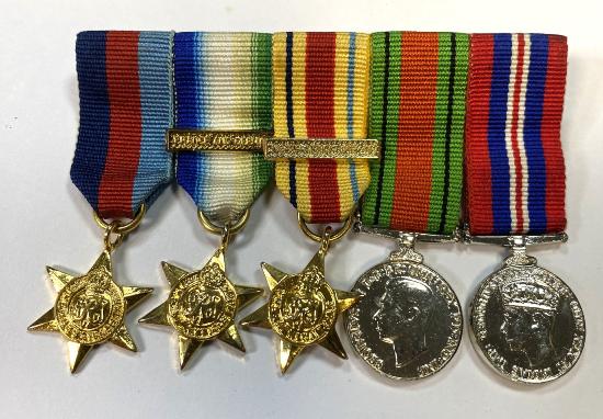 WW2 British Miniature Five Medal Group With Clasps
